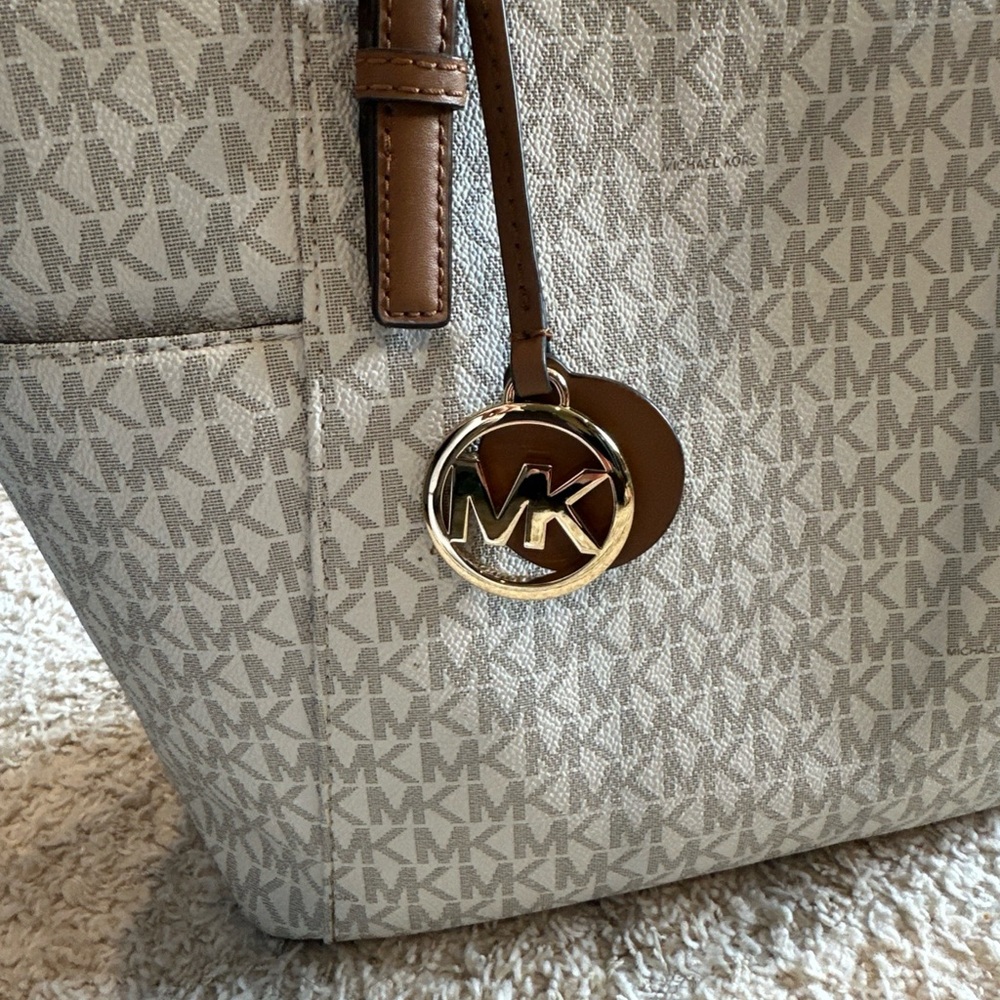 Michael Kors Cream and Brown Signature Tote